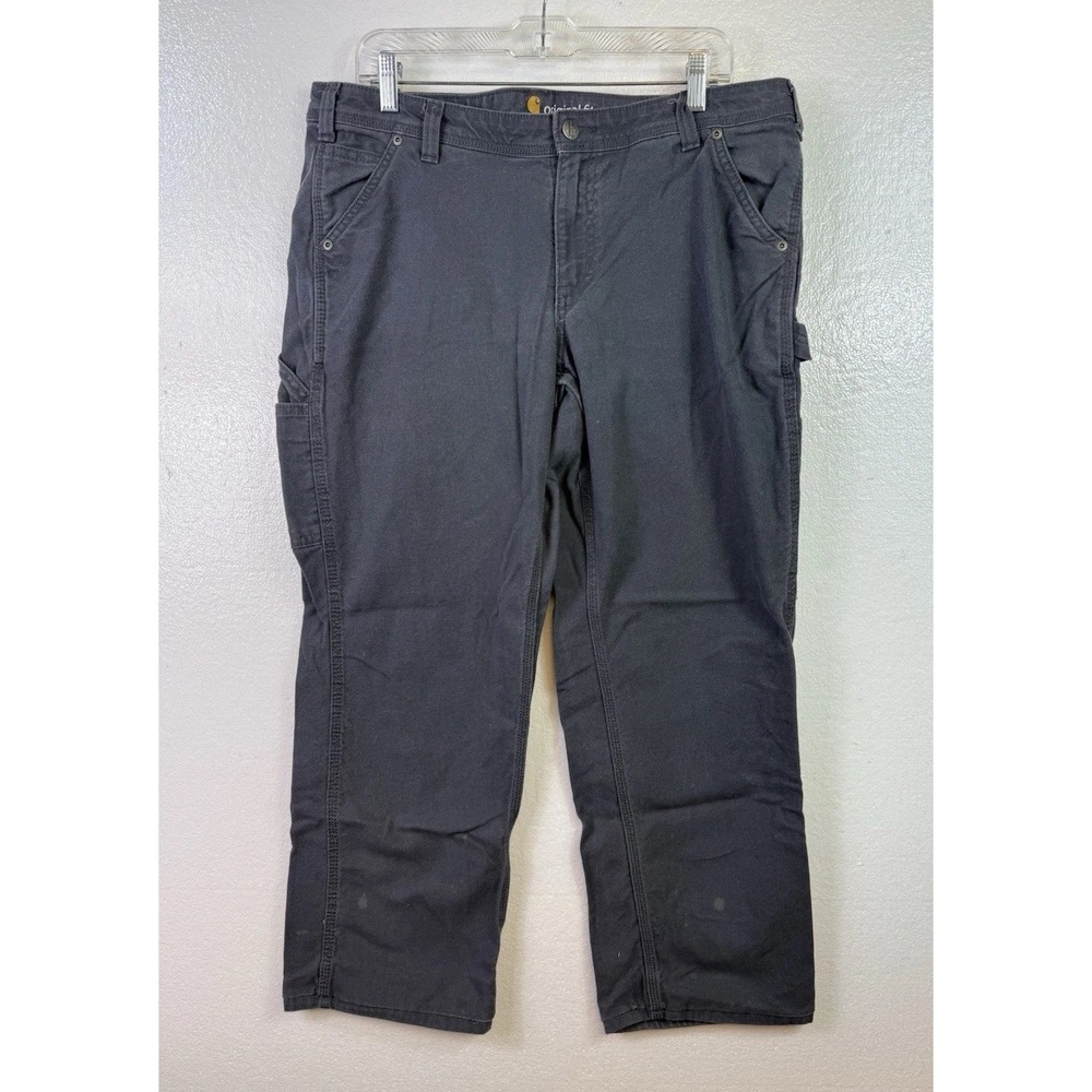 Carhartt Carpenter Jeans Women's Sz 14 Gray Denim 36x28 Work Casual Stretch
